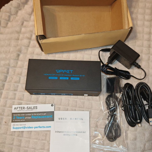 KVM Switch VPFCT 2x3 HDMI DisplayPort 8K 60Hz USB 3.0 new