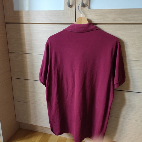 Lacoste Polo Shirt used, burgundy with pocket and check details