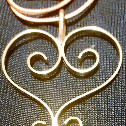 Minoas copper heart necklace with genuine leather and silver