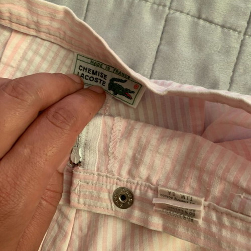 Lacoste vintage 90's shorts used, white with pink stripes, XS