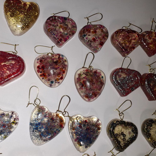 Handmade earrings pack of 38 pairs with liquid glass material