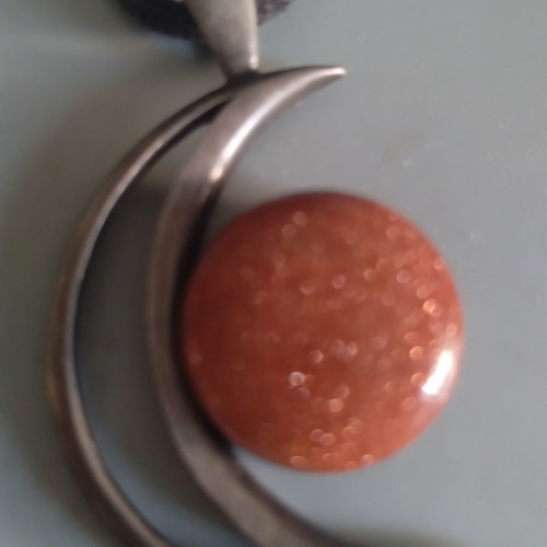 Genuine leather necklaces with stones and crescent necklace set of three