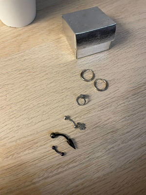 Σετ Piercings και Σκουλαρίκια ασημί, καινούργιο από ανοξείδωτο ατσάλι