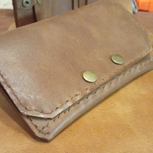 Handmade leather wallet and tobacco pouch set made to order