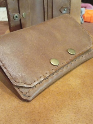 Handmade leather wallet and tobacco pouch set made to order
