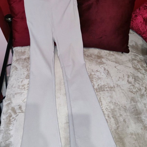High-waisted pants like new, slim fit, gray ice white