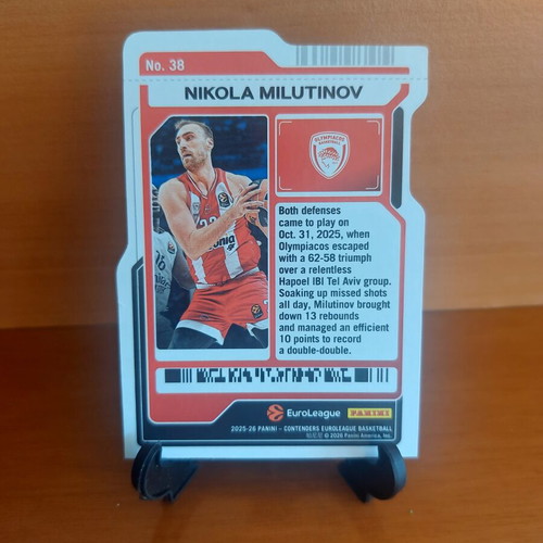 2025-26 Contenders Euroleague Olympiacos Nikola Milutinov Season Ticket Die-Cut 3/33 new