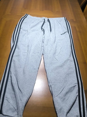 Adidas men's grey tracksuit with black stripes like new, size XL