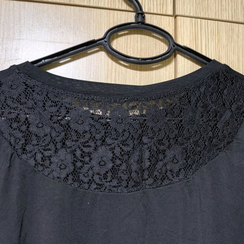 Short-Sleeve Blouse new, black, size XL with rhinestone hearts