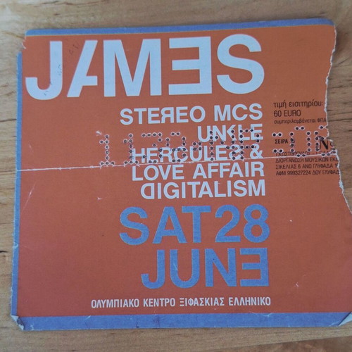 James concert ticket Athens 2008 used, collectible