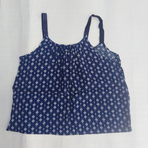 Summer top like new, blue with white geometric pattern