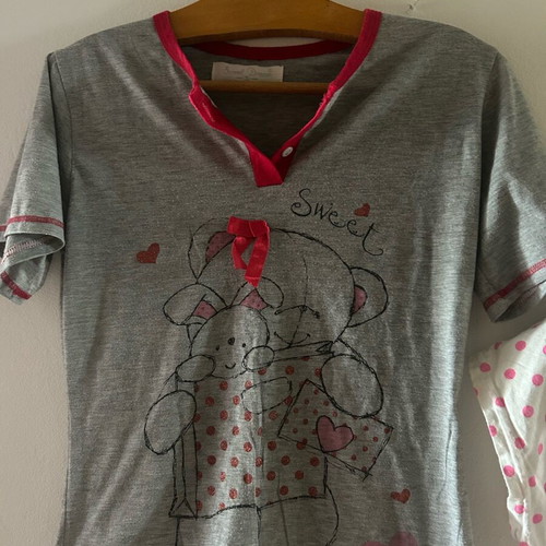 Women's pajama set like new, gray and pink, size S