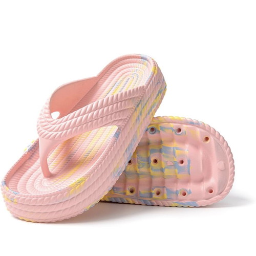 Women’s flip flops summer platform slippers used, pink multicolor