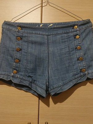 Vintage Juicy Couture denim shorts used with gold buttons size 27