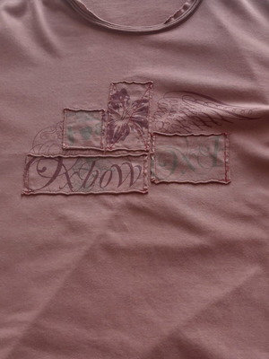 Oxbow vintage graphic patchwork t-shirt, large, dusty rose