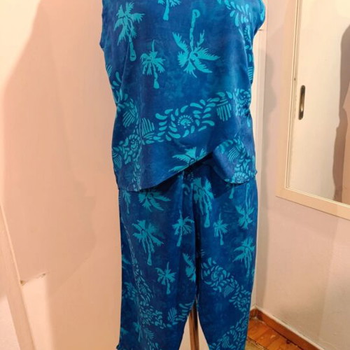 Summer women's set with batik fabric, handmade, size M