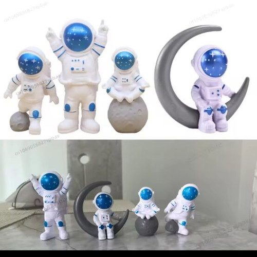 Cake decoration like new with 4 astronaut figures and 5 plastic stars