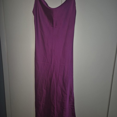 Satin midi dress new, purple with draped chest and leg slit