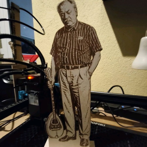 Wooden decorative Markos Vamvakaris new with laser engraving