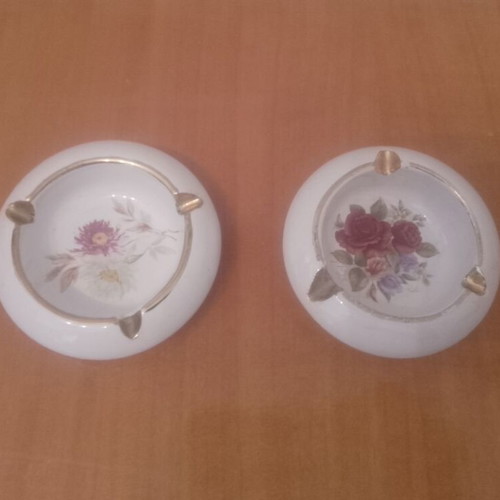 Terracotta ashtrays used, set of 2, Greek made