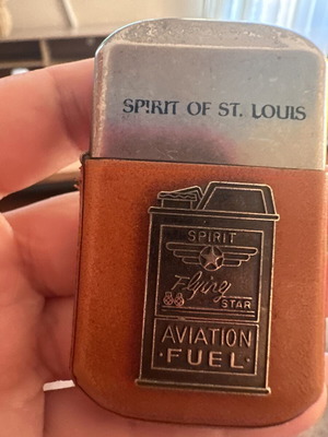 Spirit of St. Louis vintage petrol windproof lighter with leather