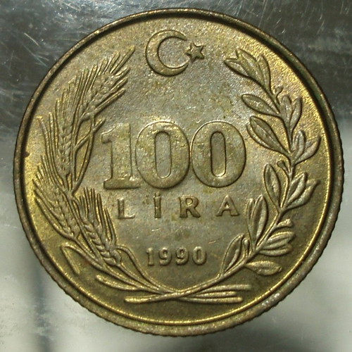 100 Lira Turkey 1990 used