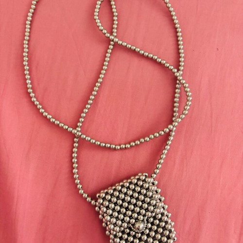 Handmade crossbody bag with silver beads H&M new