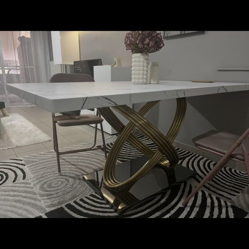 Dining table with smoked glass and 4 chairs like new