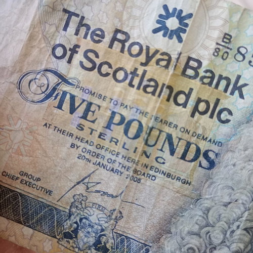 The Royal Bank of Scotland Five Pounds Sterling banknote used 2005