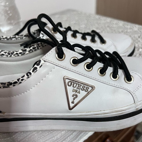 Guess sneakers like new, double sole with leopard detail, genuine leather