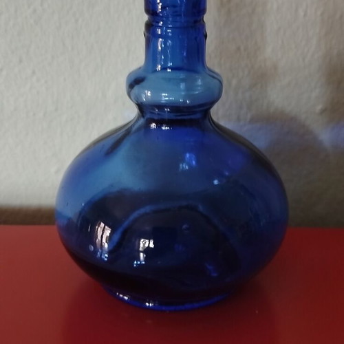 Vintage hand-blown cobalt blue glass bottle like new