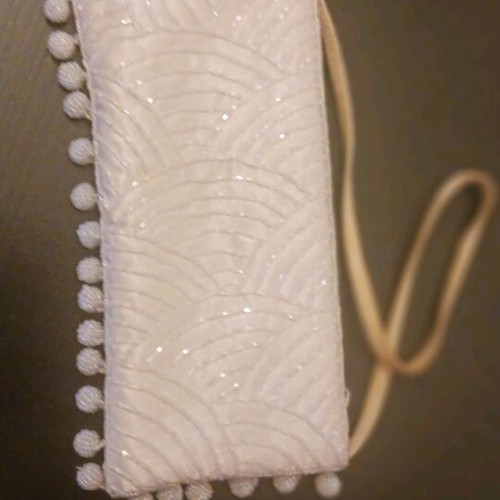Embroidered Beaded Bag like new, beige handbag