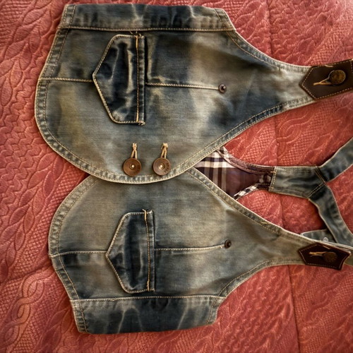Denim crop vest like new, vintage, blue and turquoise