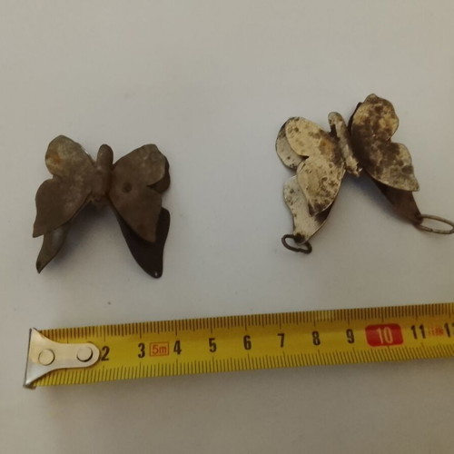 Pair of vintage metal butterflies used