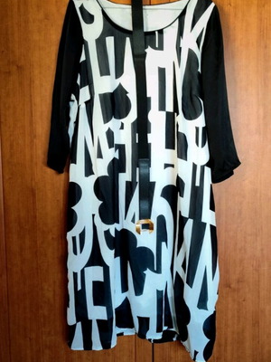 Black and white dress with belt gift, new, size XXXL