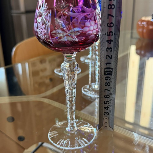 Vintage DDR Grape Cut to Clear Crystal Wine Hock Glass