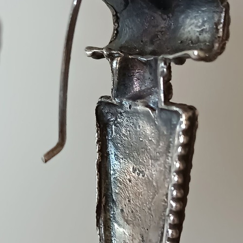 Silver earrings 950 like new, about 4cm, with box