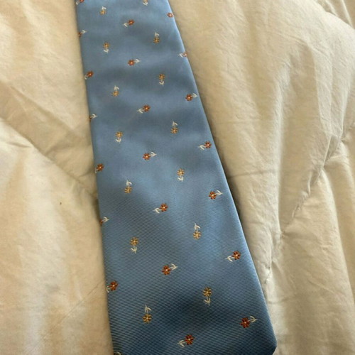 Dur silk tie like new, turquoise with floral pattern