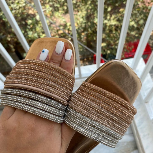 Migato rose gold and silver flat sandals like new, size 38