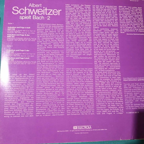 Albert Schweitzer spielt Bach vinyl like new, classical