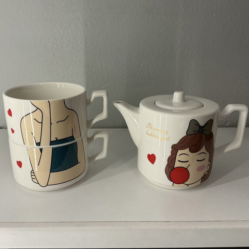 Teapot with Two Cups New Pop Art Design