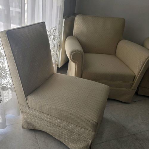 Living room set with sofa and 4 armchairs used