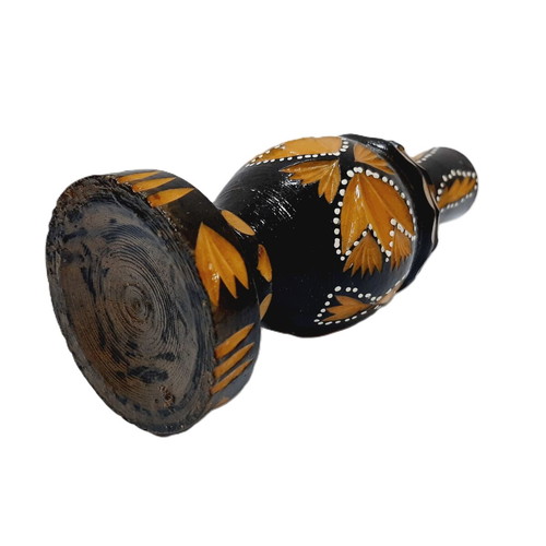Old carved wooden bottle, hand-painted, decorative, 26×8×8 cm