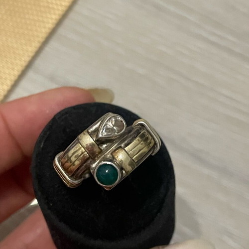 Silver gold ring 925 750 used, size 56