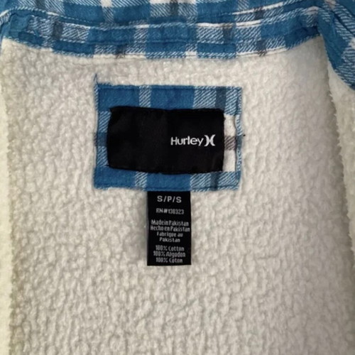 Hurley boys' jacket used, 12 years, blue and white checkered