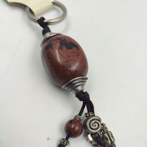 Taurus Zodiac Keychain with Obsidian Gemstone and Charms new