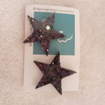 Glitter earrings new star-shaped black and multicolored