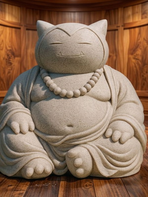 Snorlax Buddha statue 3D printed, new, marble