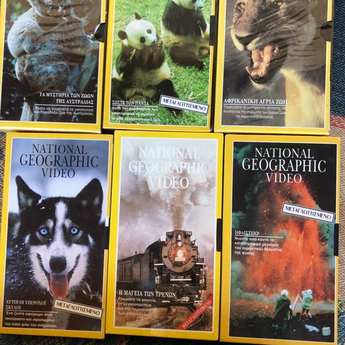 National Geographic video cassettes new, pack of 9 from 1980s