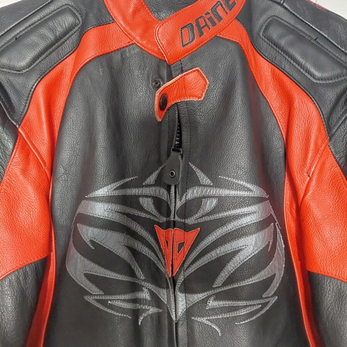 Dainese leather jacket used, black with red, size 50